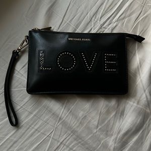 Michael Kors Wristlet Studded LOVE Black RARE